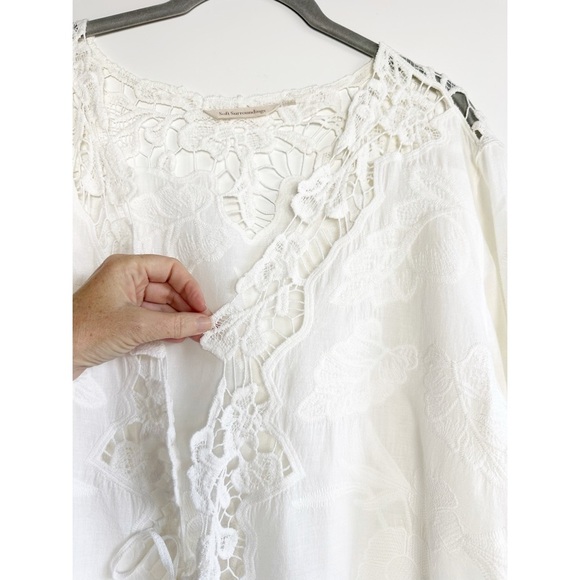 Soft Surroundings Rendezvous Topper Cardigan Ivory Lace Crochet Tie Front - Picture 4 of 8